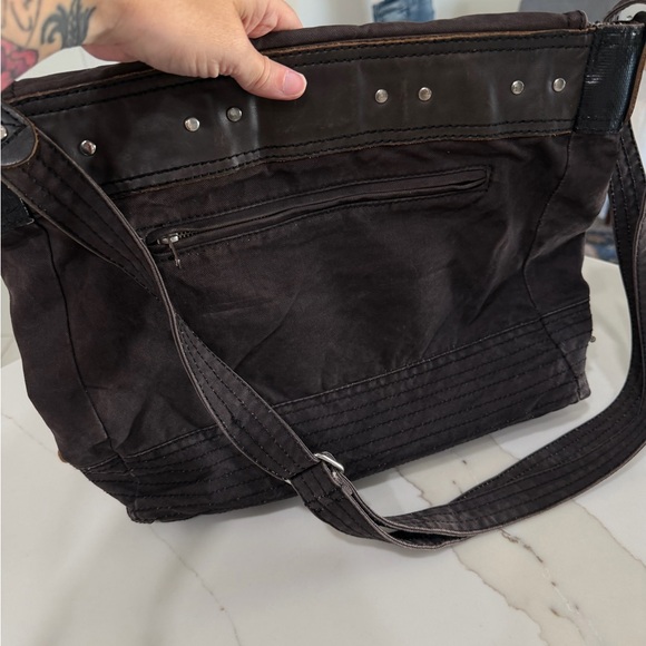 DIESEL I.N.D. VINTAGE BLACK/brown CANVAS Cotton MESSENGER CROSSBODY SHOULDER BAG - Picture 16 of 16